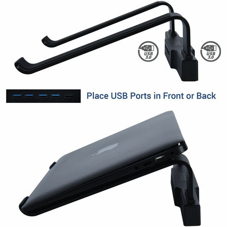 DAC® MP-220 Non-Skid Laptop Stand With 4-Port USB 3.0 Hub, Black - Alternate-Image6
