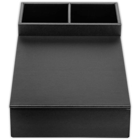 Dacasso Classic Leather Coffee Condiment Organizer - Removable Lid - Black - 1 Each - Breakroom Organizers