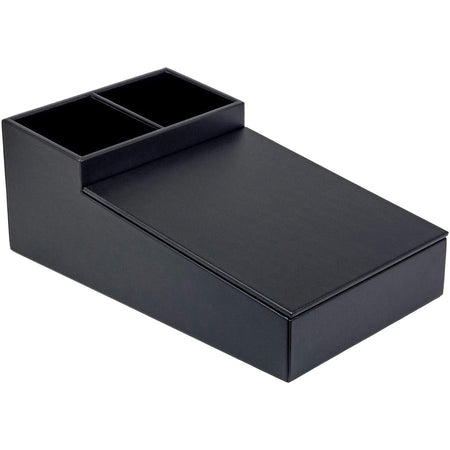 Dacasso Classic Leather Coffee Condiment Organizer - Removable Lid - Black - 1 Each - Breakroom Organizers