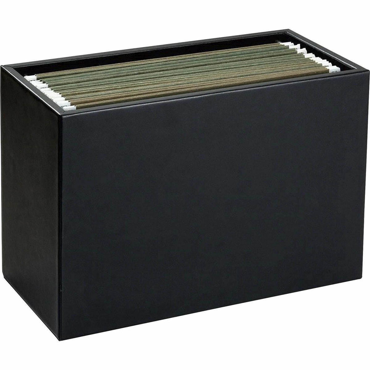 Dacasso Classic Leather Hanging File Folder Box - Top Grain Black - For Letter Size Files - Folders & Accessories