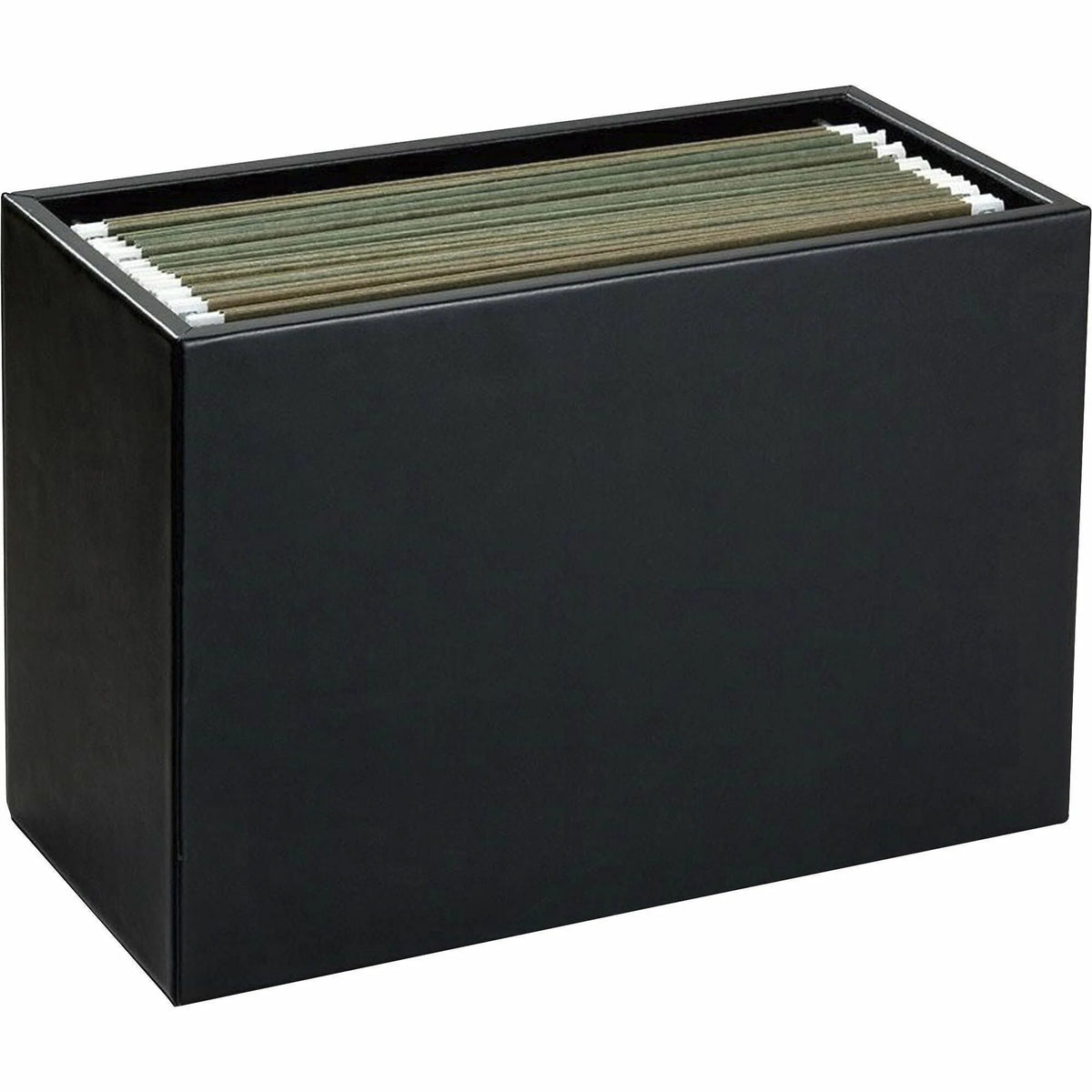 Dacasso Classic Leather Hanging File Folder Box - Top Grain Black - For Letter Size Files - Folders & Accessories