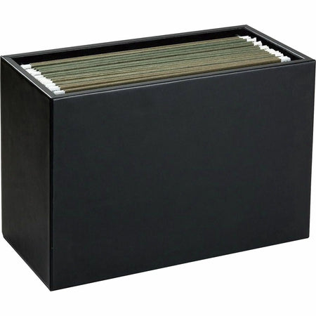 Dacasso Classic Leather Hanging File Folder Box - Top Grain Black - For Letter Size Files - Folders & Accessories