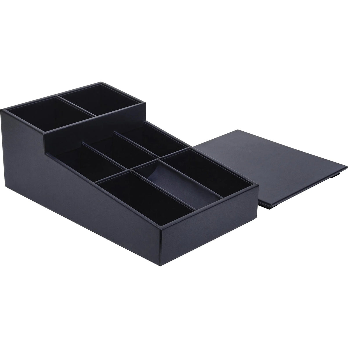Dacasso Leatherette Coffee Condiment Organizer - Removable Lid - Navy Blue - Velveteen - 1 Each - Breakroom Organizers