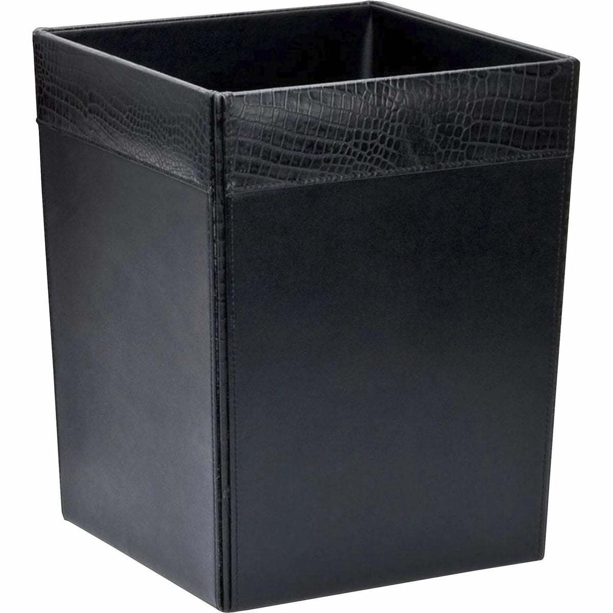 Dacasso Crocodile Embossed Leather Waste Basket - Elegant 3.50 gal Capacity Bin - Containers & Lids