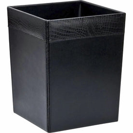 Dacasso Crocodile Embossed Leather Waste Basket - Elegant 3.50 gal Capacity Bin - Containers & Lids