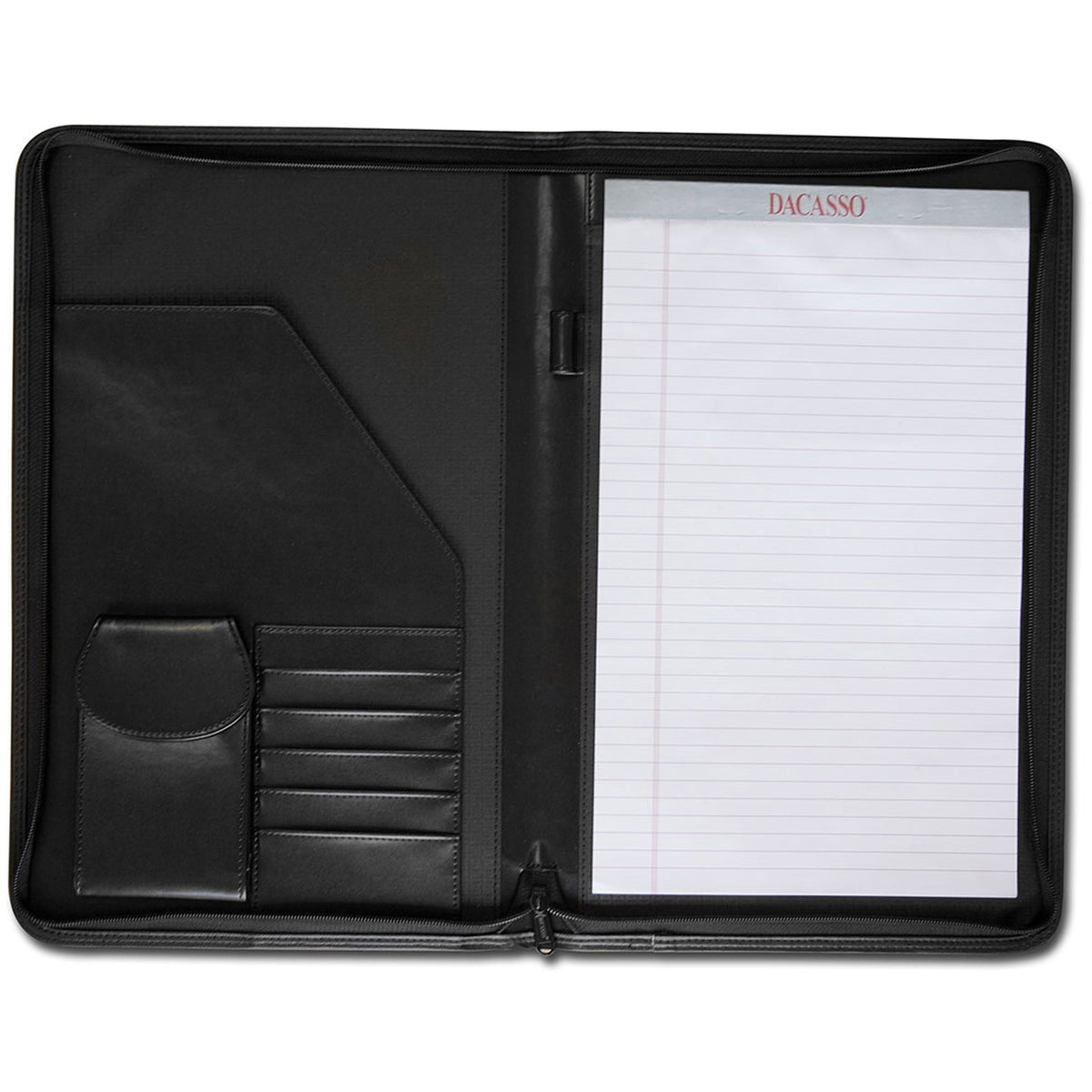Dacasso Deluxe Legal Portfolio - 8 1/2’’ x 14’’ - Black - 1 Each - Letter & Jr. Pads
