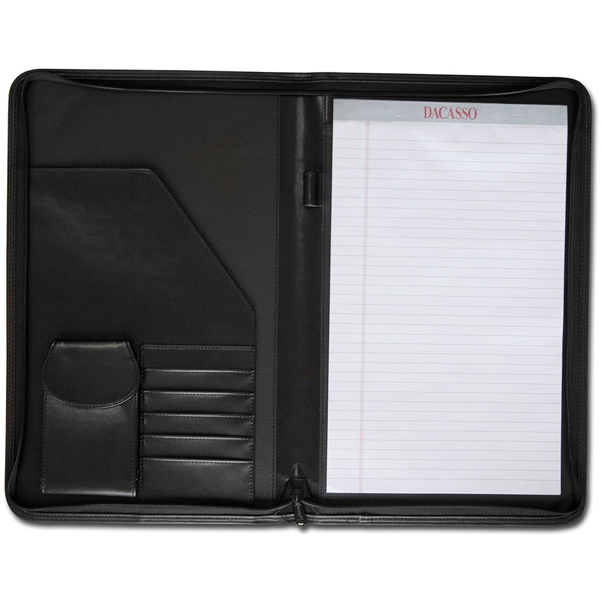 Dacasso Deluxe Legal Portfolio - 8 1/2’’ x 14’’ - Black - 1 Each - Letter & Jr. Pads