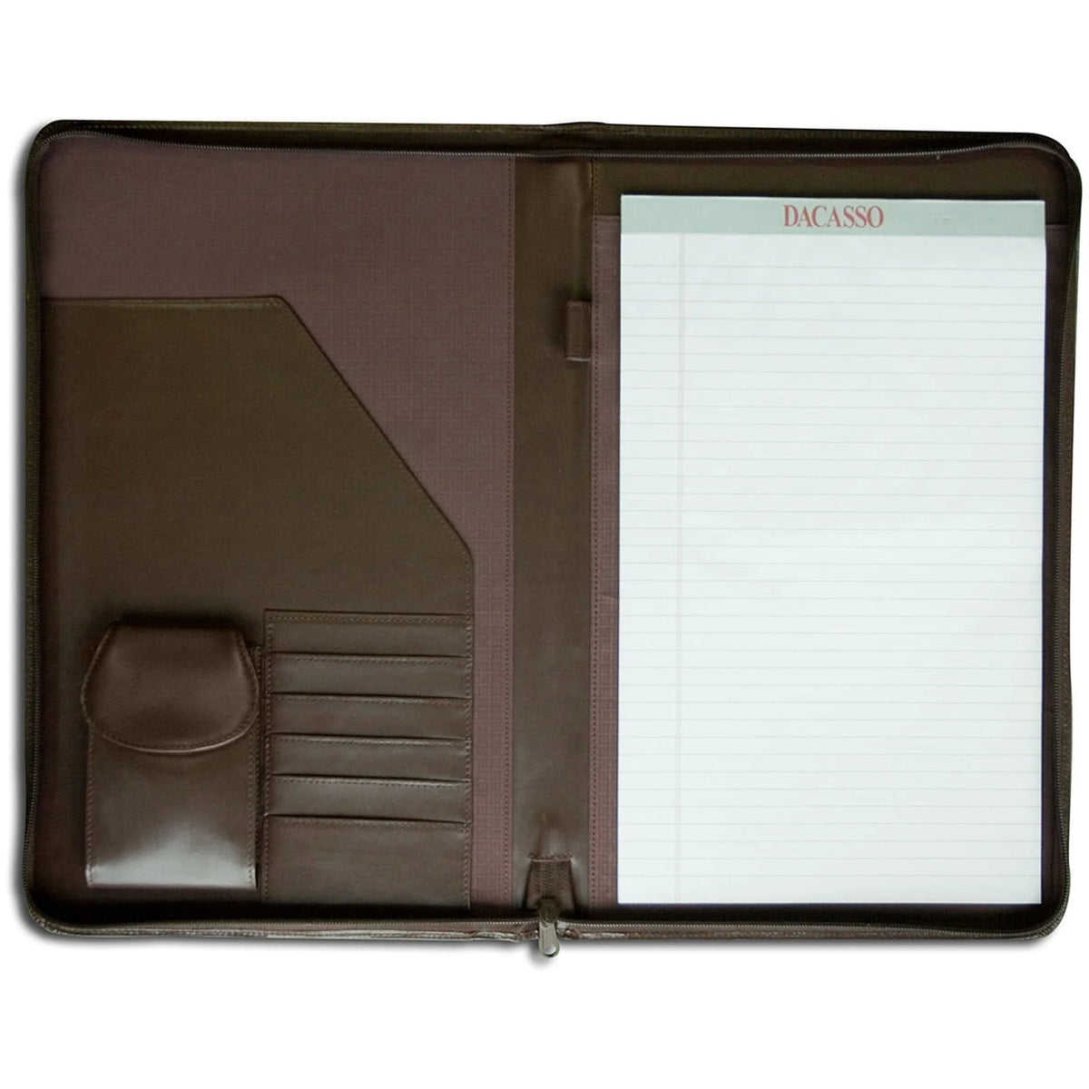 Dacasso Deluxe Legal Portfolio - 8 1/2’’ x 14’’ - Chocolate Brown - 1 Each - Letter & Jr. Pads