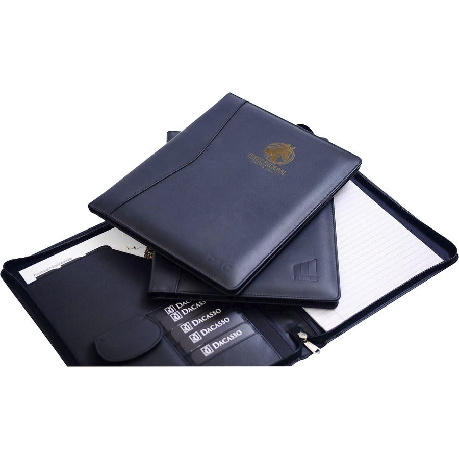 Dacasso Deluxe Letter Portfolio - 8 1/2’’ x 11’’ - Black - 1 Each - Legal & Jr. Pads