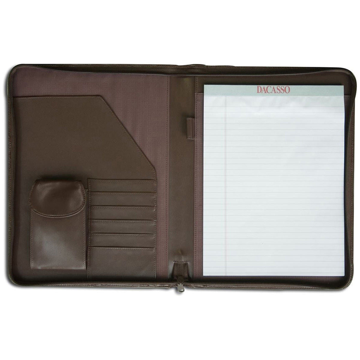 Dacasso Deluxe Letter Portfolio - 8 1/2’’ x 11’’ - Chocolate Brown - 1 Each - Legal & Jr. Pads