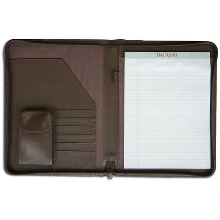 Dacasso Deluxe Letter Portfolio - 8 1/2’’ x 11’’ - Chocolate Brown - 1 Each - Legal & Jr. Pads