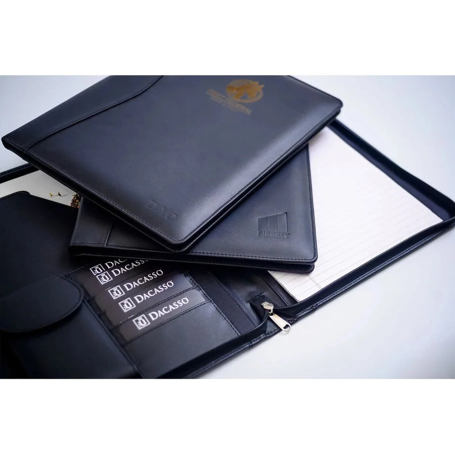 Dacasso Deluxe Letter Portfolio - 8 1/2’’ x 11’’ - Black - 1 Each - Legal & Jr. Pads