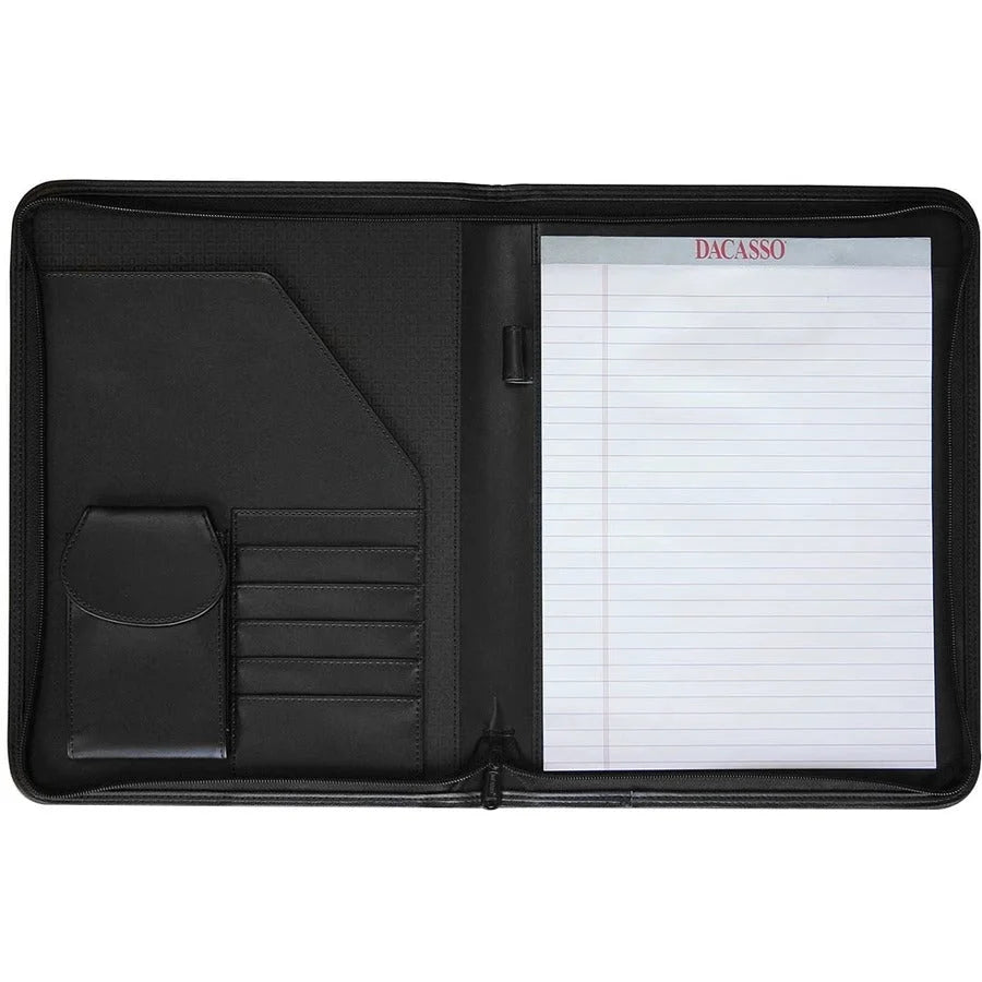 Dacasso Deluxe Letter Portfolio - 8 1/2’’ x 11’’ - Black - 1 Each - Legal & Jr. Pads