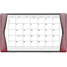 Dacasso Leather Calendar Desk Pad - Rectangular - 12 Sheets - Top Grain Velveteen - Burgundy - Pads & Mats