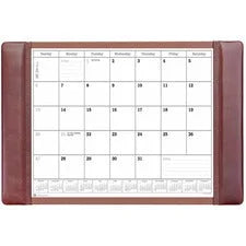Dacasso Leather Calendar Desk Pad - Rectangular - 25.5’’ Width - 12 Sheets - Top Grain Velveteen - Mocha - Pads & Mats
