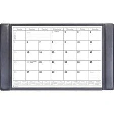 Dacasso Leather Calendar Desk Pad - Rectangular - 34’’ Width - 12 Sheets - Top Grain Velveteen - Black - Pads & Mats