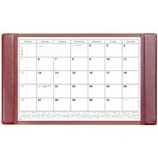 Dacasso Leather Calendar Desk Pad - Rectangular - 34’’ Width - 12 Sheets - Top Grain Velveteen - Mocha - Pads & Mats