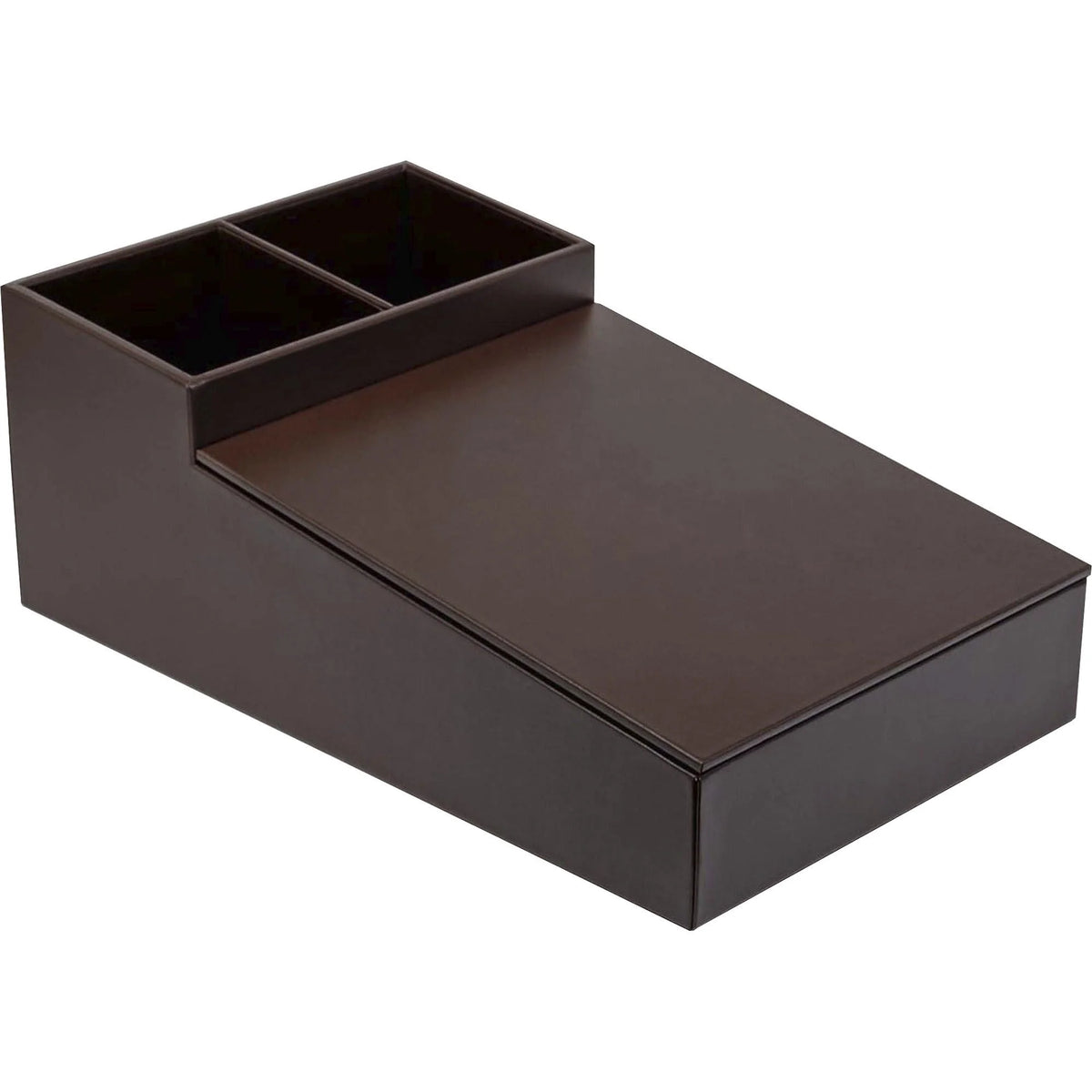 Dacasso Leather Coffee Condiment Organizer - Removable Lid - Chocolate Brown - Top Grain Velveteen Leatherette - 1 Each