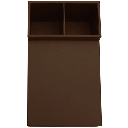 Dacasso Leather Coffee Condiment Organizer - Removable Lid - Chocolate Brown - Top Grain Velveteen Leatherette - 1 Each