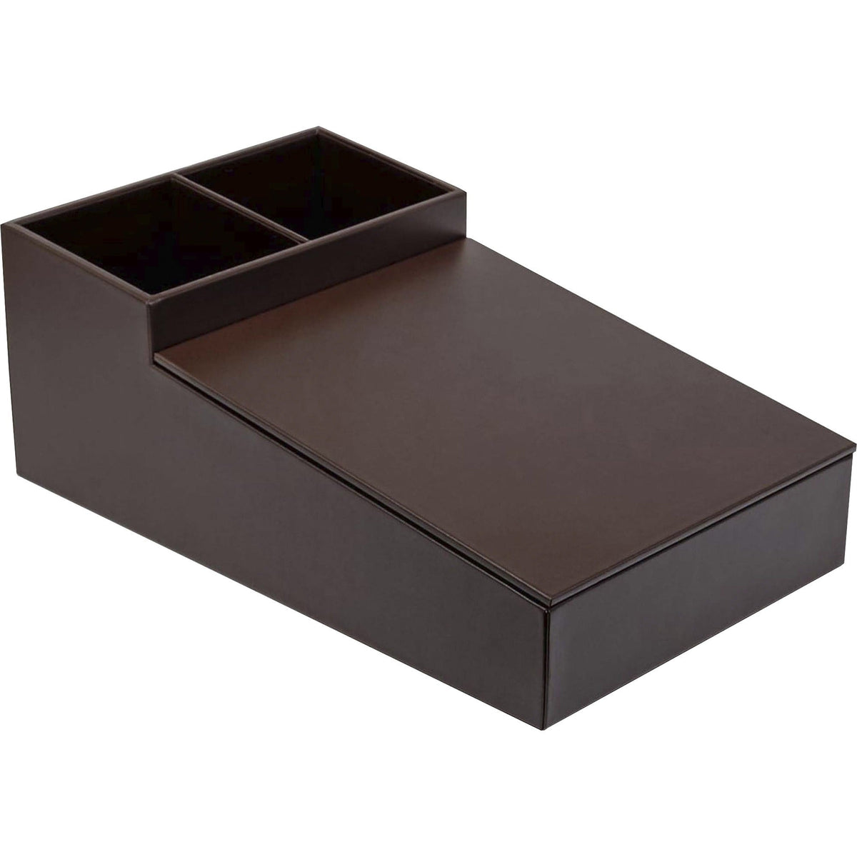 Dacasso Leather Coffee Condiment Organizer - Removable Lid - Chocolate Brown - Top Grain Velveteen Leatherette - 1 Each