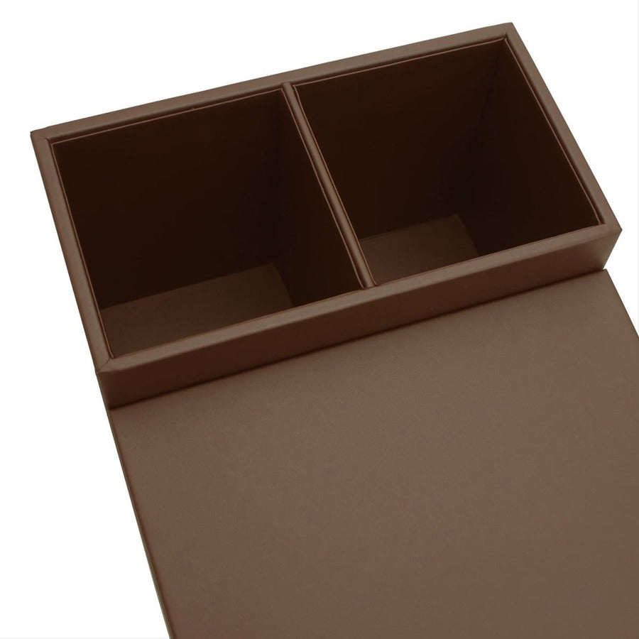Dacasso Leather Coffee Condiment Organizer - Removable Lid - Chocolate Brown - Top Grain Velveteen Leatherette - 1 Each