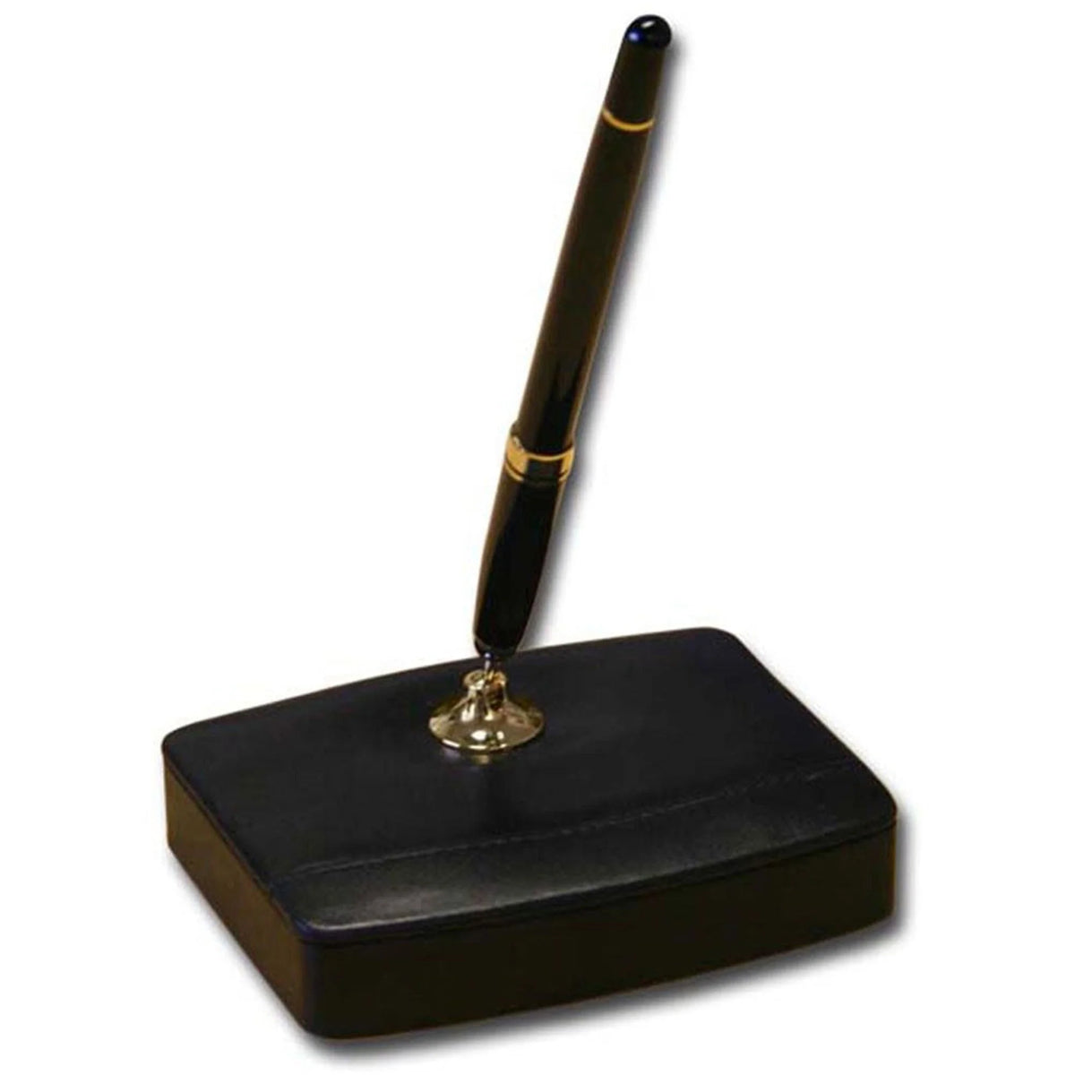 Dacasso Leather Single Pen Stand in Black - Elegant Desk Accessory - Pens