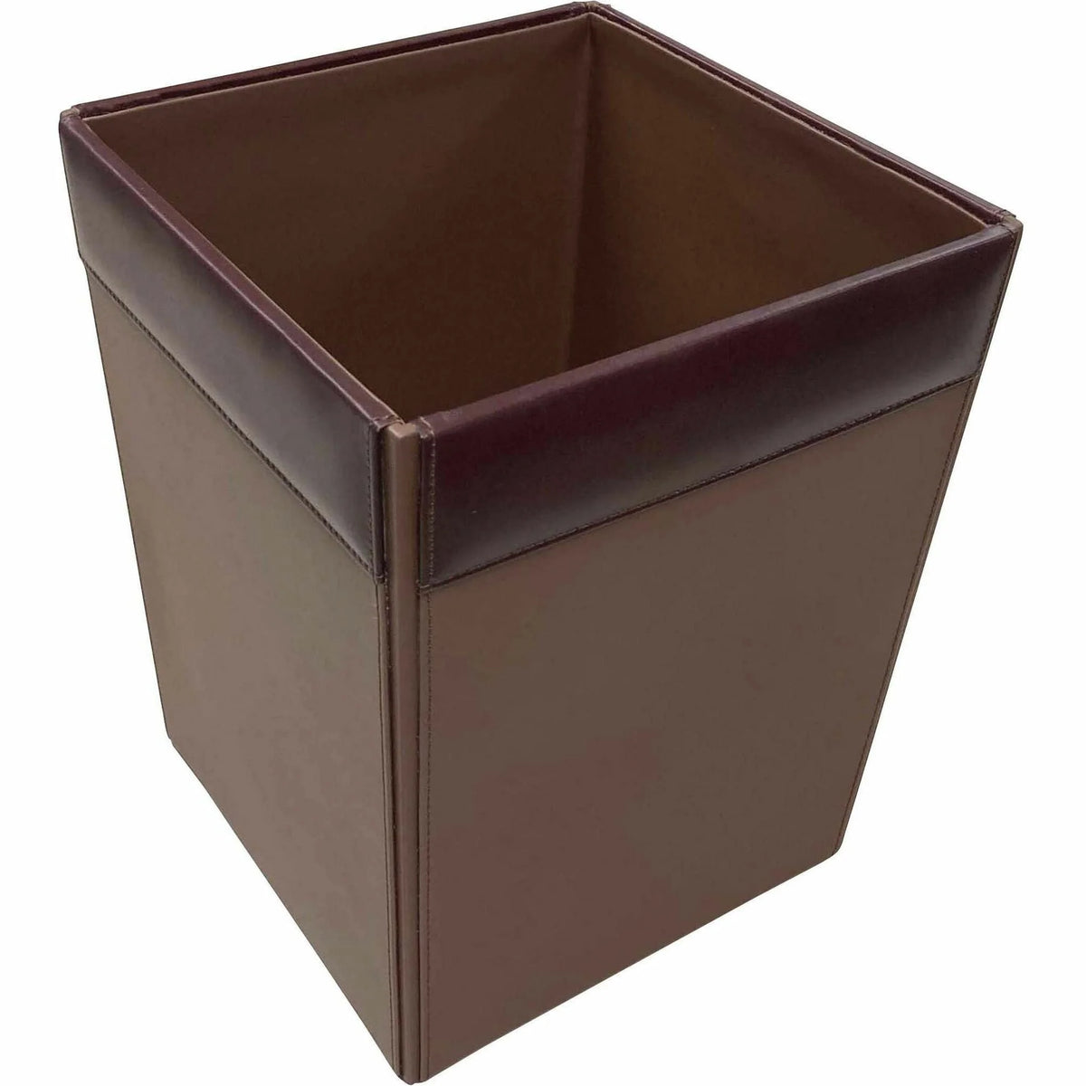 Dacasso Leather Square Wastebasket - 12’’ Height x 9.5’’ Width - Elegant Office Trash Bin - Waste Containers & Lids