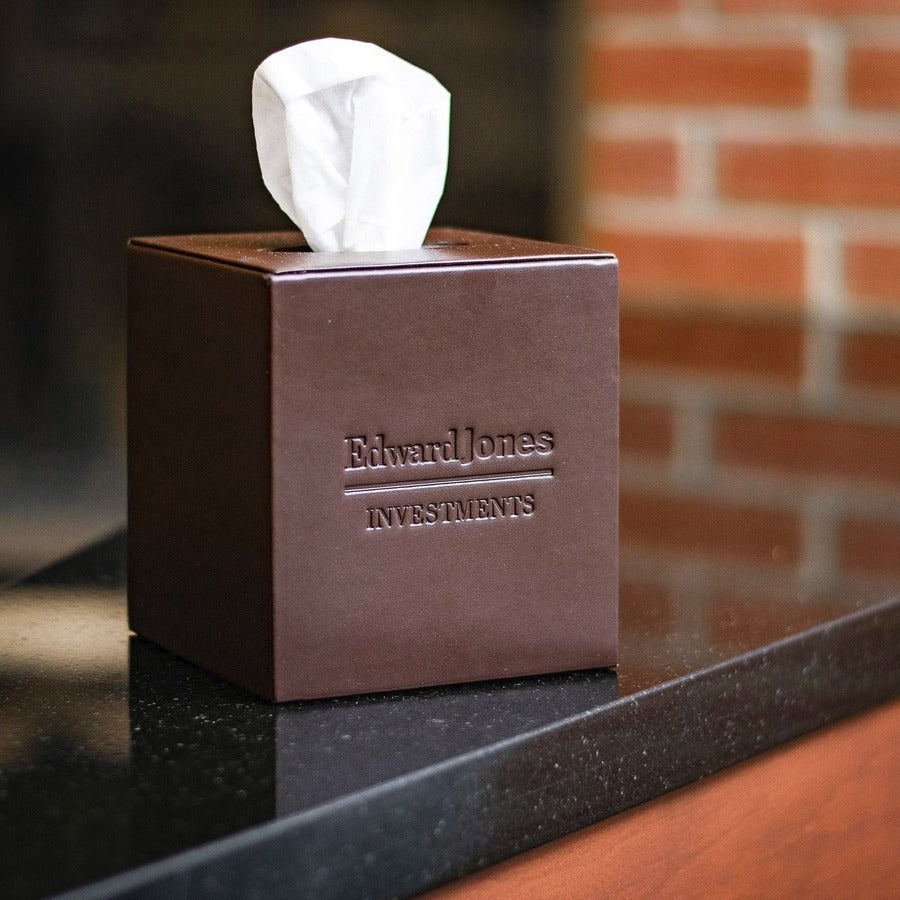 Dacasso Leather Tissue Box Cover - Velveteen - Facial Tissues