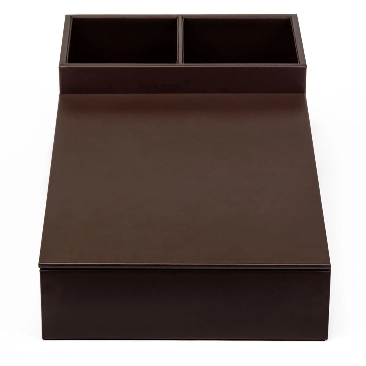 Dacasso Leatherette Coffee Condiment Organizer - Removable Lid - Chocolate Brown - Velveteen - 1 Each - Breakroom
