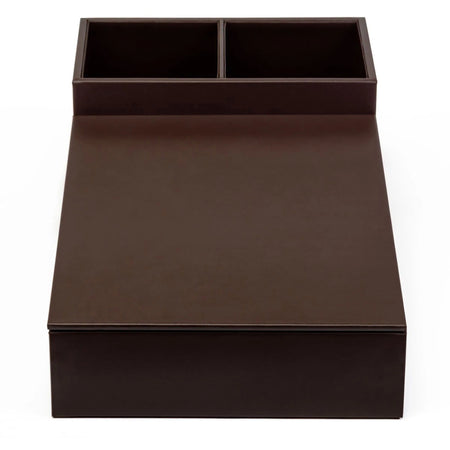 Dacasso Leatherette Coffee Condiment Organizer - Removable Lid - Chocolate Brown - Velveteen - 1 Each - Breakroom