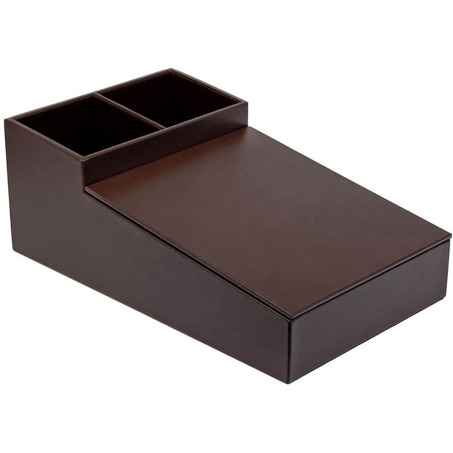 Dacasso Leatherette Coffee Condiment Organizer - Removable Lid - Chocolate Brown - Velveteen - 1 Each - Breakroom