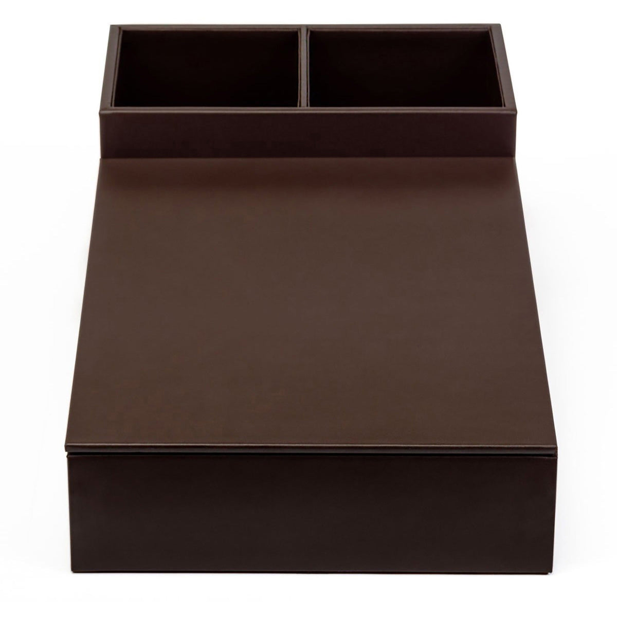 Dacasso Leatherette Coffee Condiment Organizer - Removable Lid - Chocolate Brown - Velveteen - 1 Each - Breakroom