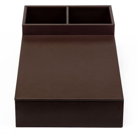 Dacasso Leatherette Coffee Condiment Organizer - Removable Lid - Chocolate Brown - Velveteen - 1 Each - Breakroom