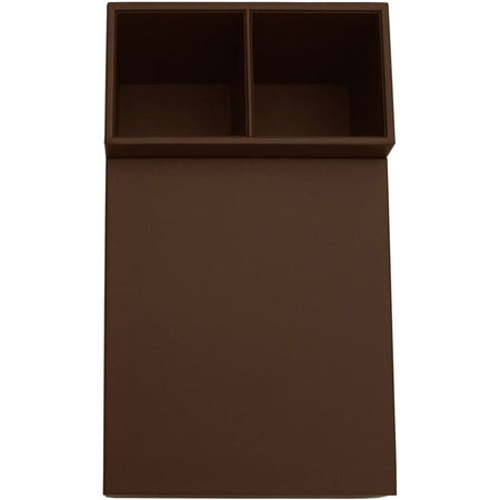 Dacasso Leatherette Coffee Condiment Organizer - Removable Lid - Chocolate Brown - Velveteen - 1 Each - Breakroom