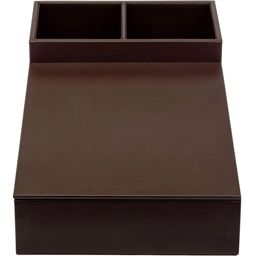 Dacasso Leatherette Coffee Condiment Organizer - Removable Lid - Chocolate Brown - Velveteen - 1 Each - Breakroom