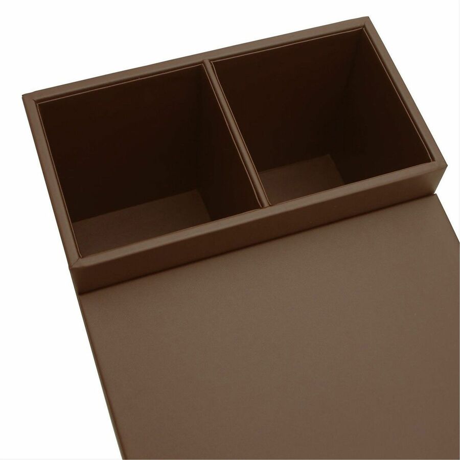 Dacasso Leatherette Coffee Condiment Organizer - Removable Lid - Chocolate Brown - Velveteen - 1 Each - Breakroom