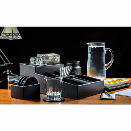 Dacasso Leatherette Coffee Condiment Organizer - Removable Lid - Black - Velveteen - 1 Each - Breakroom Organizers