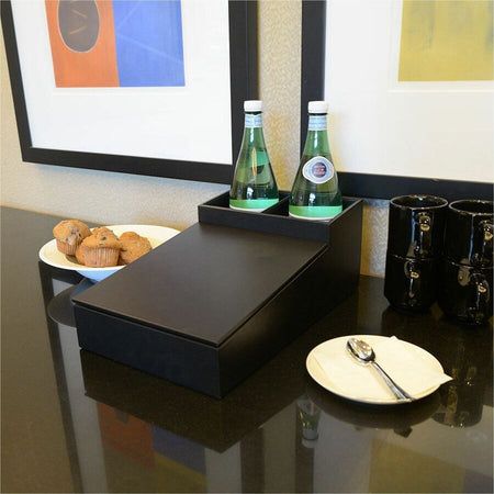 Dacasso Leatherette Coffee Condiment Organizer - Removable Lid - Black - Velveteen - 1 Each - Breakroom Organizers