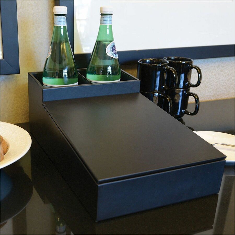 Dacasso Leatherette Coffee Condiment Organizer - Removable Lid - Black - Velveteen - 1 Each - Breakroom Organizers