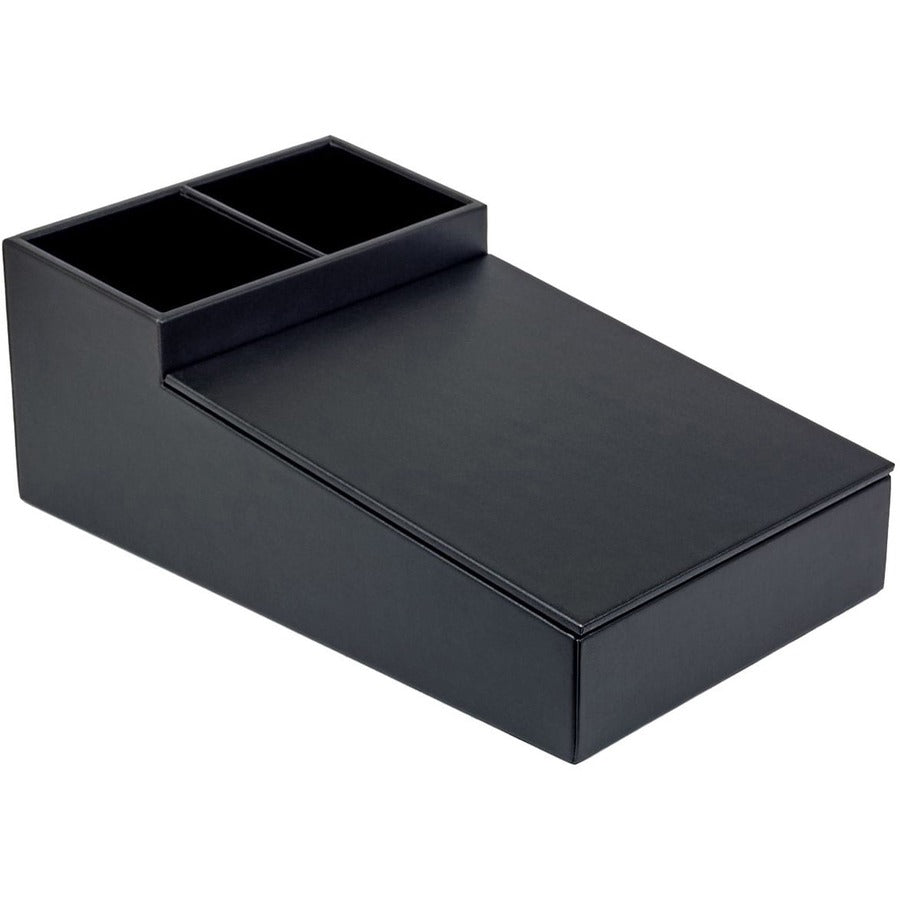 Dacasso Leatherette Coffee Condiment Organizer - Removable Lid - Black - Velveteen - 1 Each - Breakroom Organizers