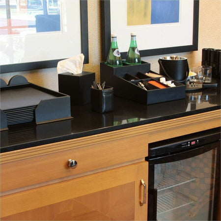 Dacasso Leatherette Coffee Condiment Organizer - Removable Lid - Black - Velveteen - 1 Each - Breakroom Organizers