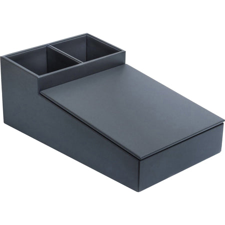 Dacasso Leatherette Coffee Condiment Organizer - Removable Lid - Gray - Velveteen - 1 Each - Breakroom Organizers