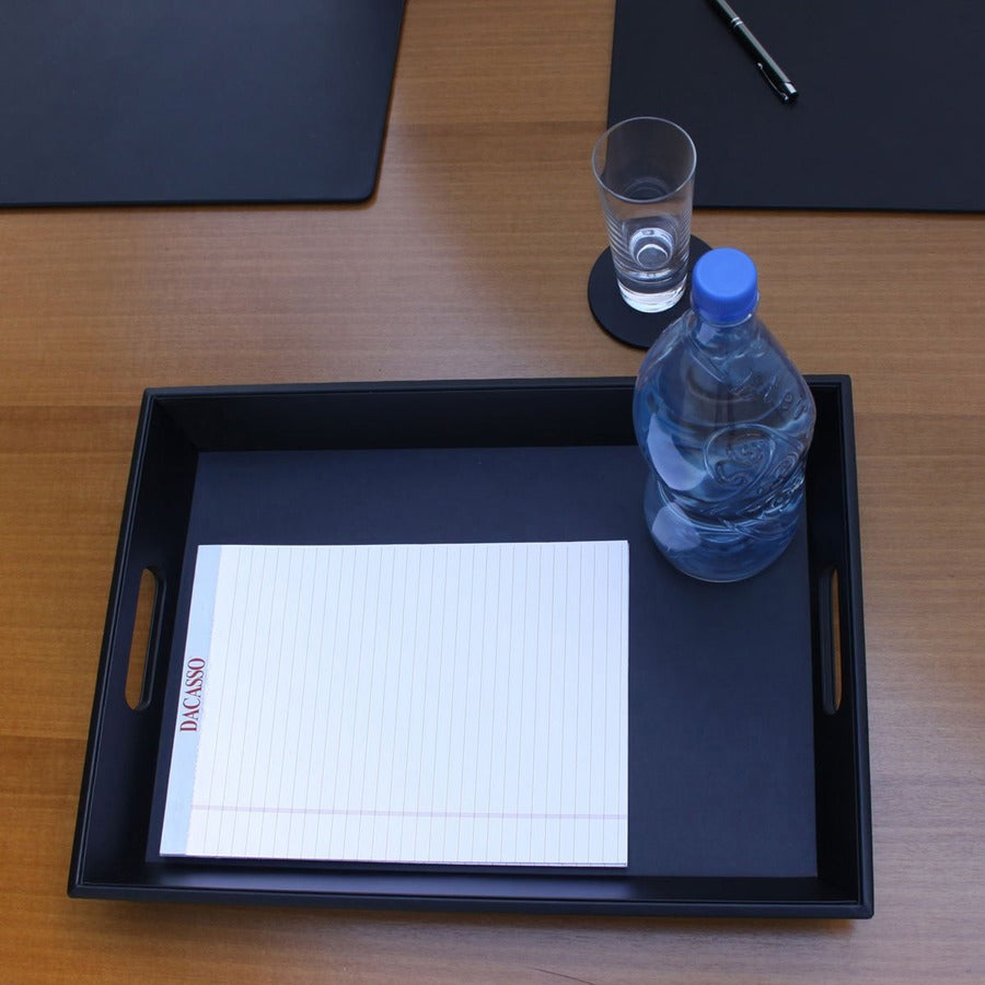 Dacasso Leatherette Serving Tray - Storing - Black - Body - 1 Each - Breakroom Organizers