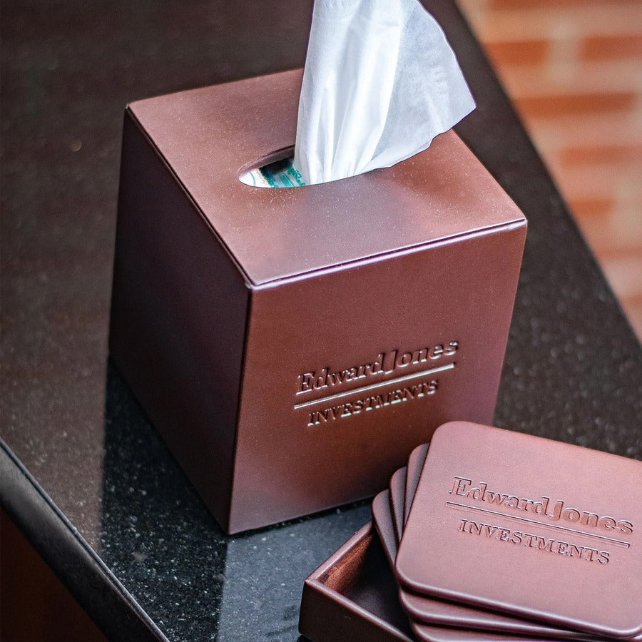 Dacasso Leatherette Tissue Box Cover - Velveteen Felt - Facial Tissues