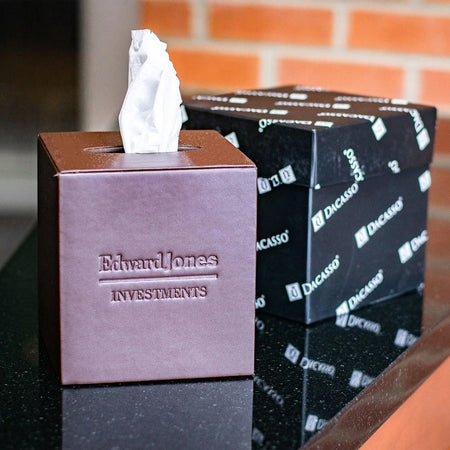 Dacasso Leatherette Tissue Box Cover - Velveteen Felt - Facial Tissues