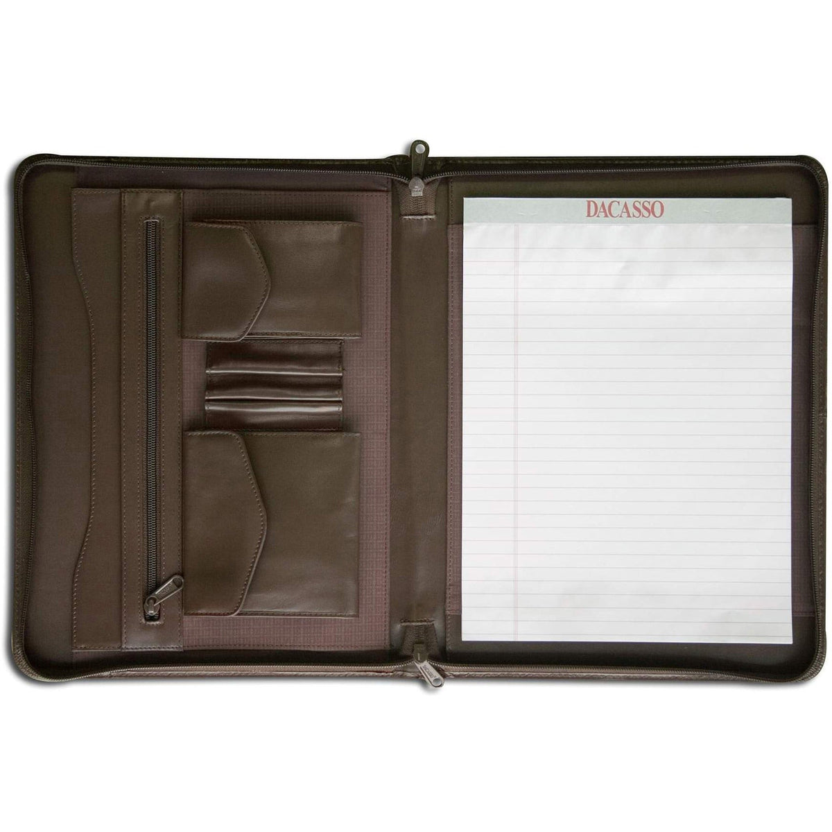 Dacasso Letter Portfolio - 8 1/2’’ x 11’’ - Chocolate Brown - 1 Each - Legal & Jr. Pads