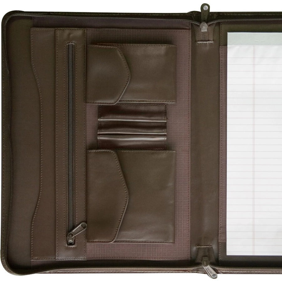 Dacasso Letter Portfolio - 8 1/2’’ x 11’’ - Chocolate Brown - 1 Each - Legal & Jr. Pads