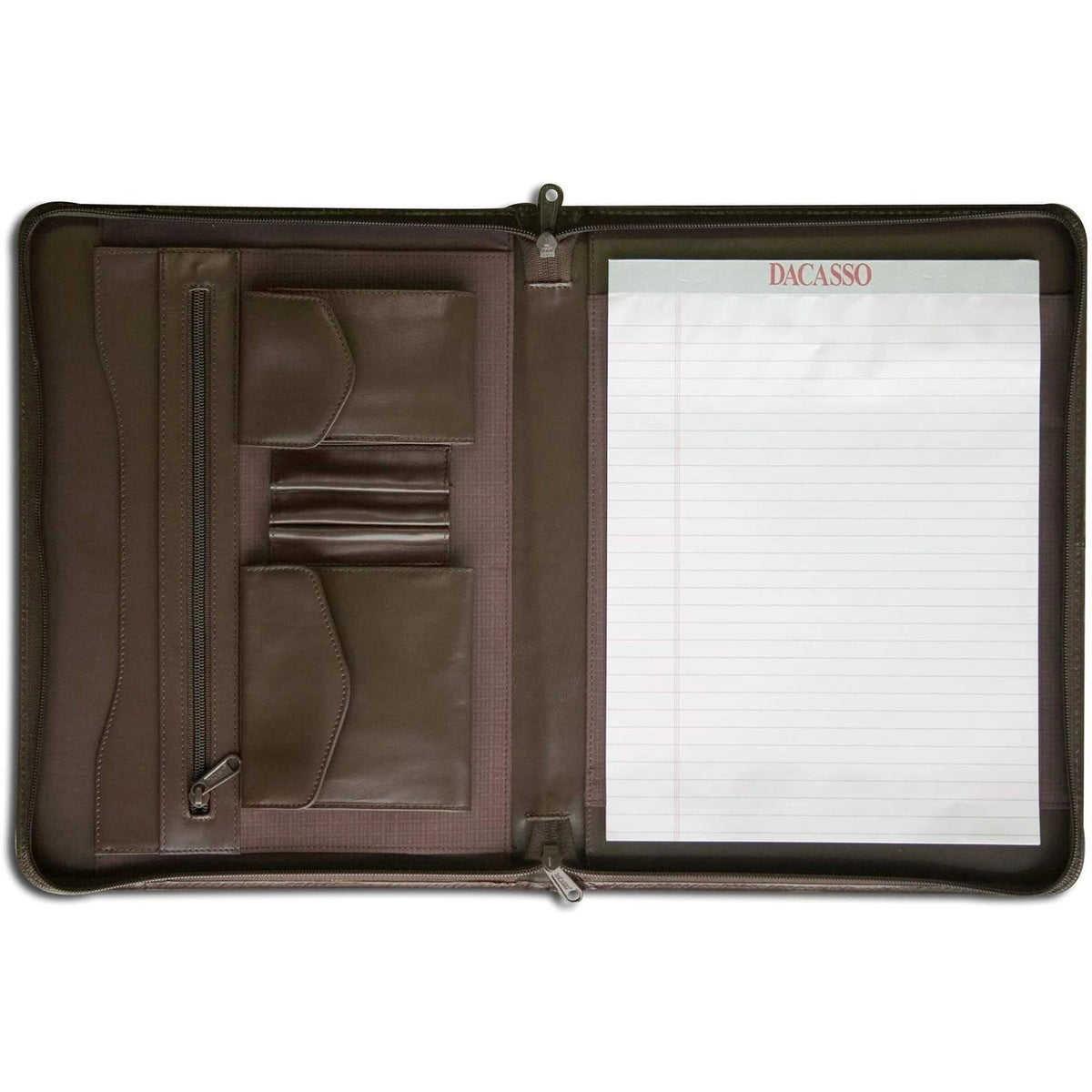 Dacasso Letter Portfolio - 8 1/2’’ x 11’’ - Chocolate Brown - 1 Each - Legal & Jr. Pads