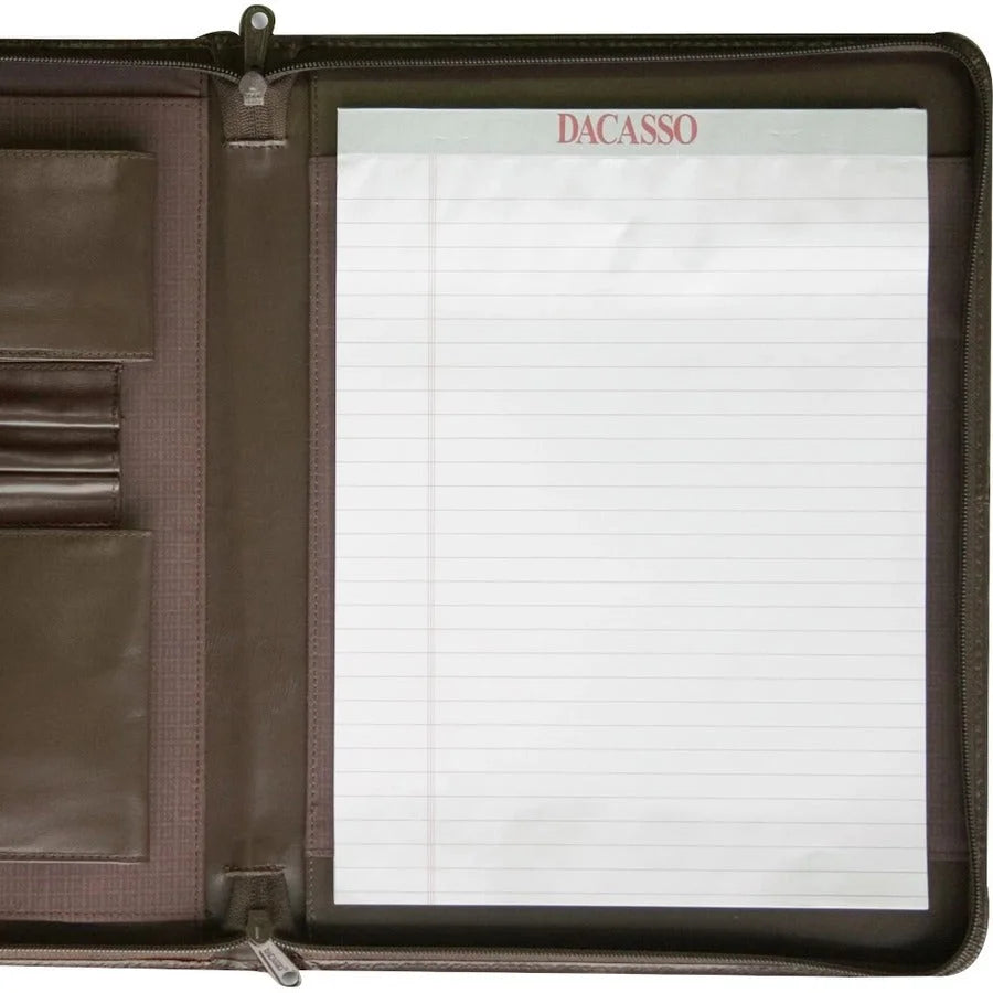 Dacasso Letter Portfolio - 8 1/2’’ x 11’’ - Chocolate Brown - 1 Each - Legal & Jr. Pads