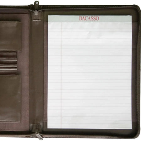 Dacasso Letter Portfolio - 8 1/2’’ x 11’’ - Chocolate Brown - 1 Each - Legal & Jr. Pads
